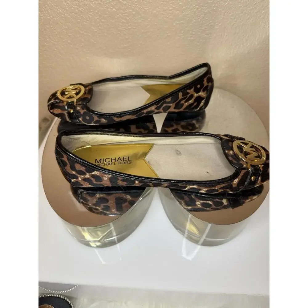 Michael Kors Womens Size 6 Fulton Leopard Print Calf Hair Moccasin‎